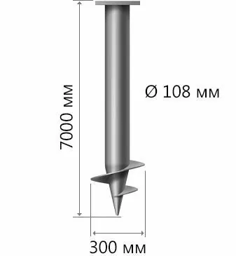 Винтовая свая СВС-108х7000х3.5